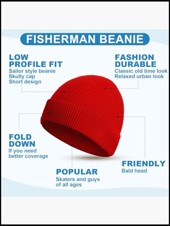 Acrylic Winter Beanie Hat Roll Edge Skullcap Fisherman Bulk main image 5
